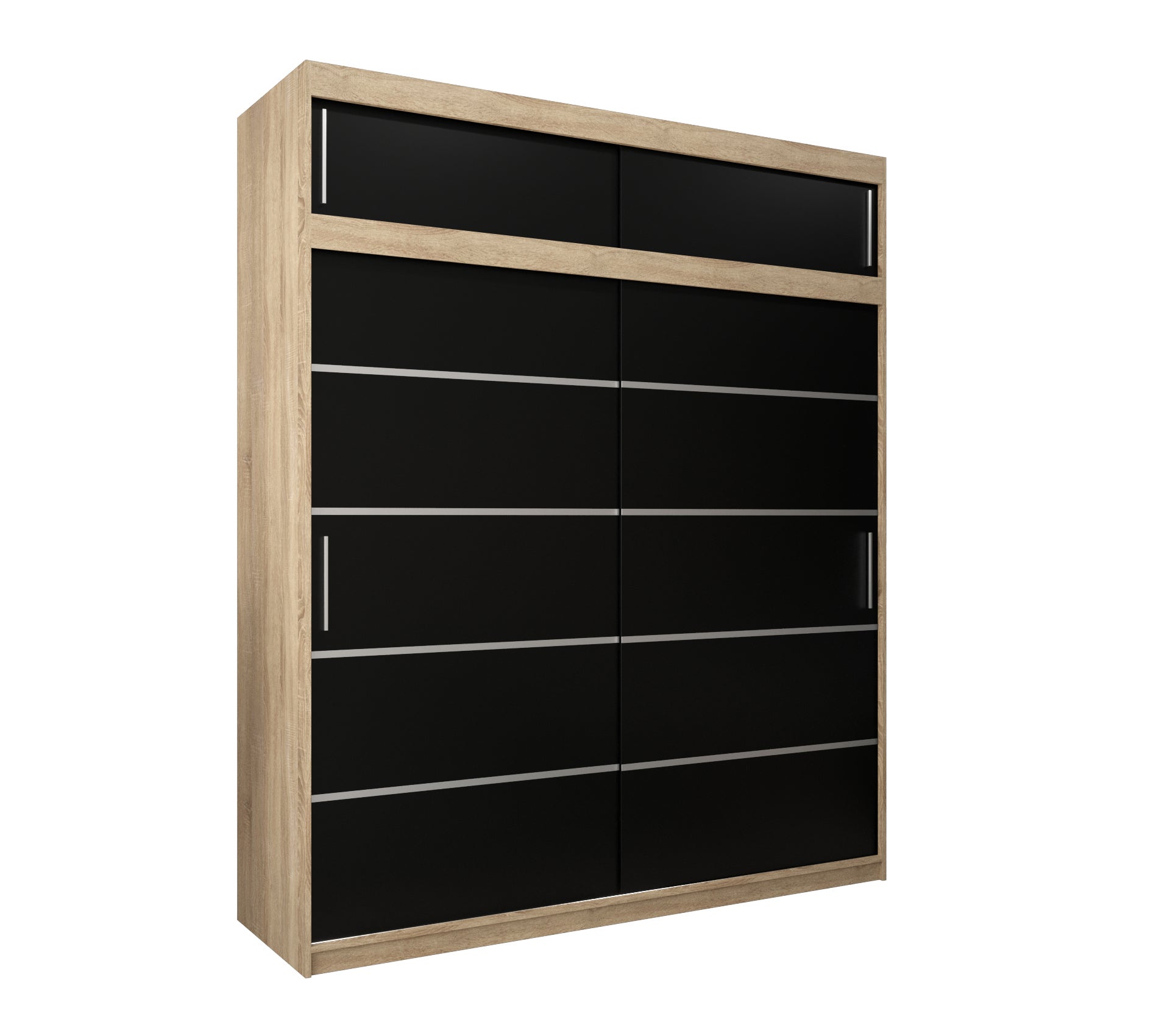 Szafa przesuwna z nadstawką garderoba Verona 1 200 x 62 x 240 cm Sonoma + Czarny - Abiks Meble
