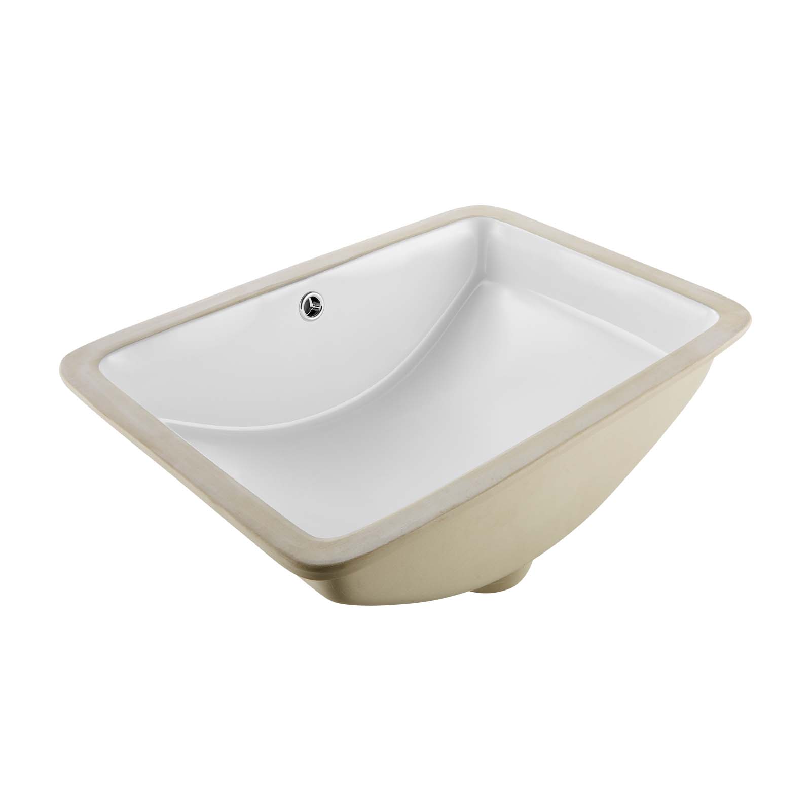 Umywalka podblatowa VEVOR 53 cm ceramiczna prostokątna biała głęboka z przelewem trwała do domu i hotelu