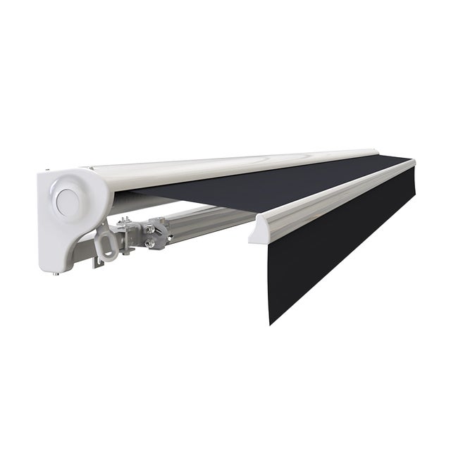 Toldo motorizado y manual de 3,6 x 3 m de medio cofre para terraza - Gris antracita