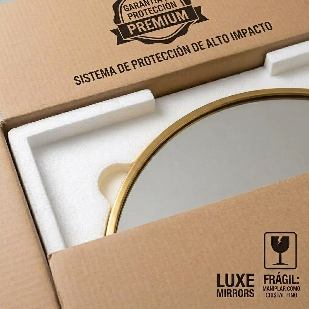 Espejo redondo de pared con marco de metal 80cm, DORADO - Estilo moderno para baño, salón o entrada - 5