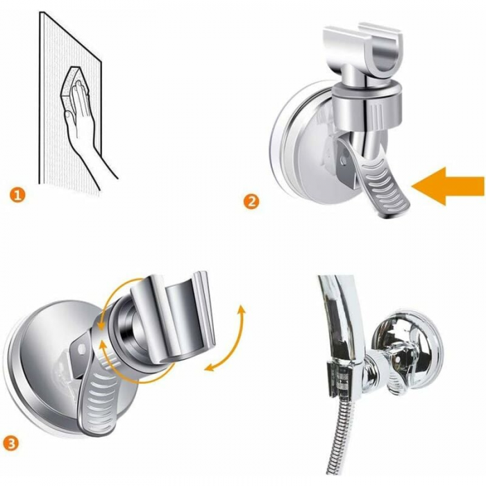 Support de douche, support à ventouse pour douche à main, accessoire de pommeau de douche mural, curseur de douche universel remplaçable (support - 2