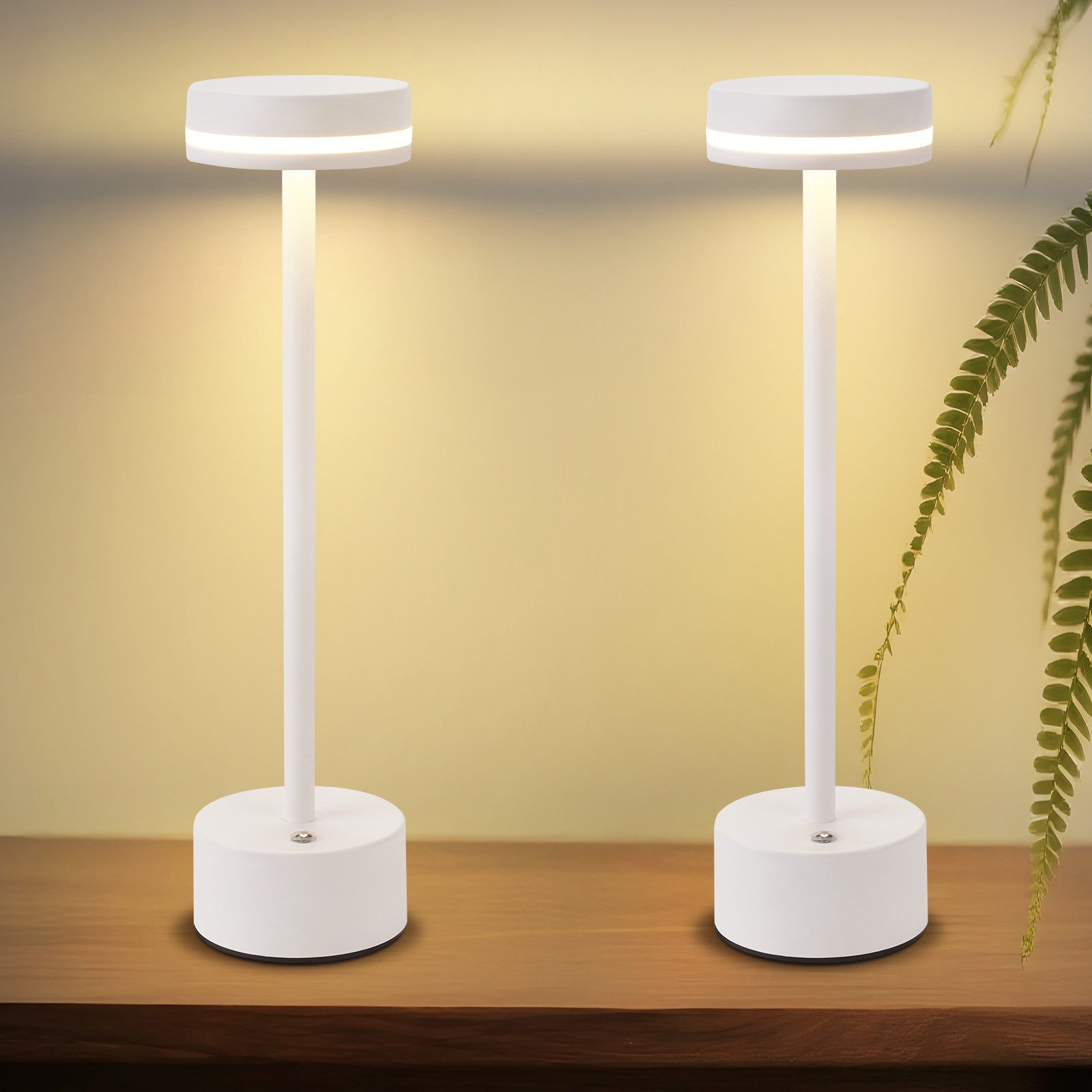 Lampa stołowa LED NETTLIFE, zasilana bateryjnie, bezprzewodowa, ściemnialna, ładowana przez USB-C, sterowanie dotykowe, do sypialni i jadalni