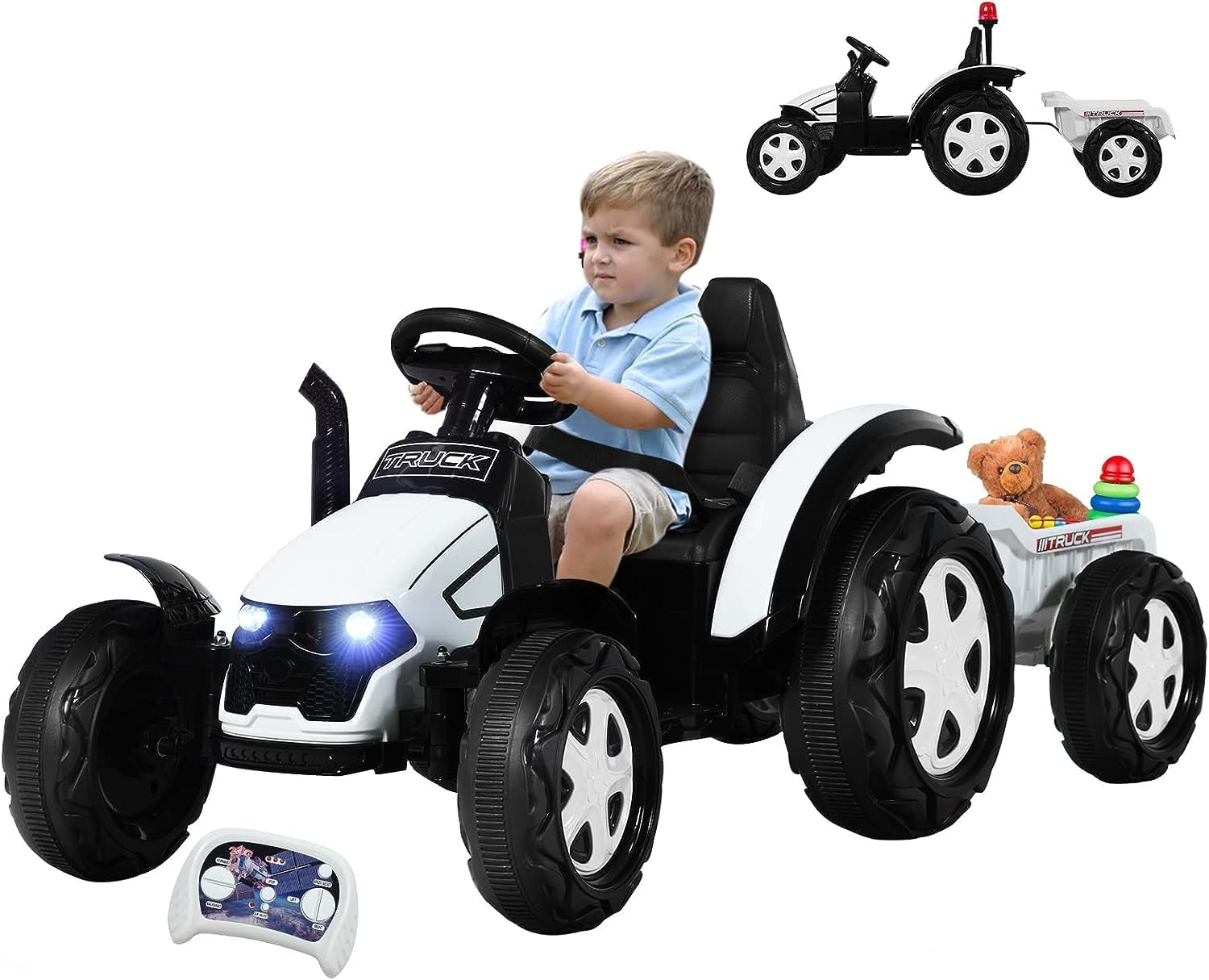 Tracteur électrique pour enfants, 6 V, avec remorque, 2 en 1, avec