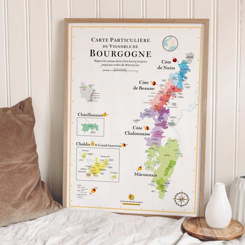 Affiche 50x70 cm - La Carte des Vins de Bourgogne - LA CARTE DES VINS SVP - 2