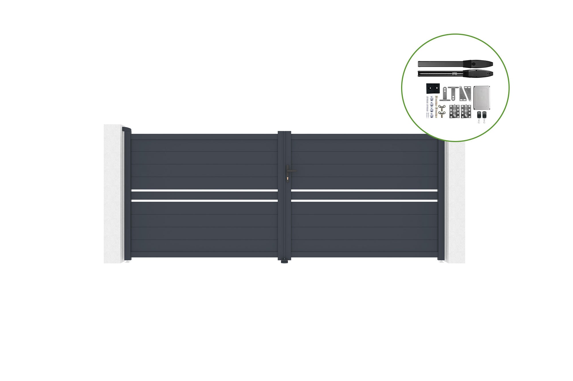 Brama skrzydłowa 4m CIMONE H.160cm aluminiowa + napęd HICKER B200