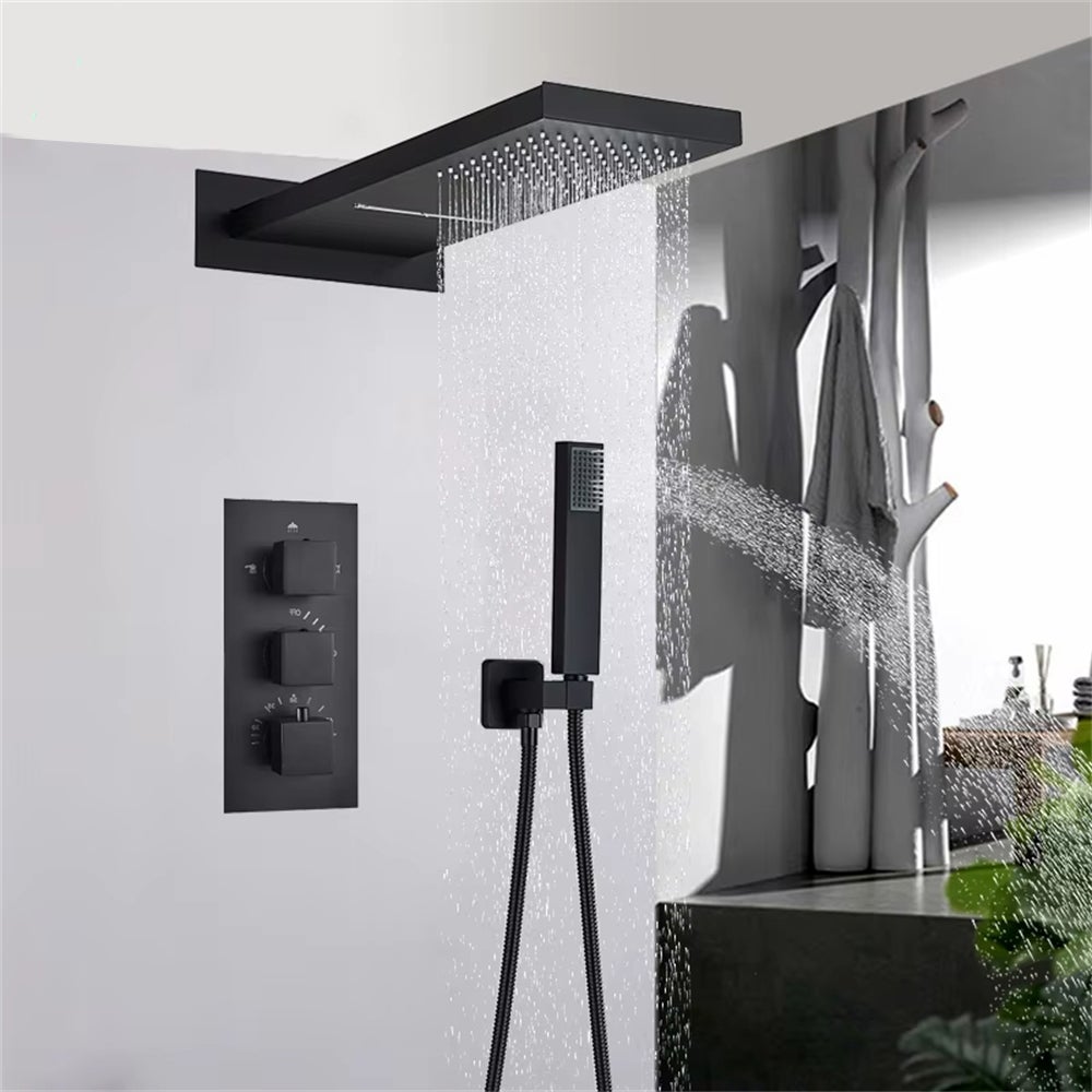 Ensemble Salle De Bain Céramique Noir Et Doré HowHomely - Distributeur De Savon, Gobelet Brosse à Dents, Porte-Savon - Design Luxe