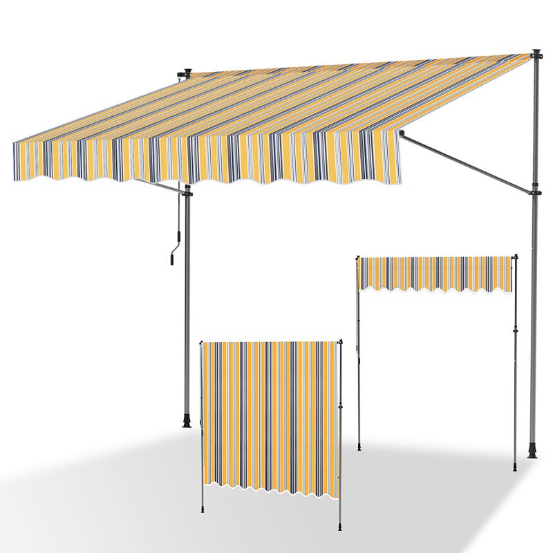 Toldo de balcón amarillo y azul, 350x120 cm, retráctil, protección uv, para terraza