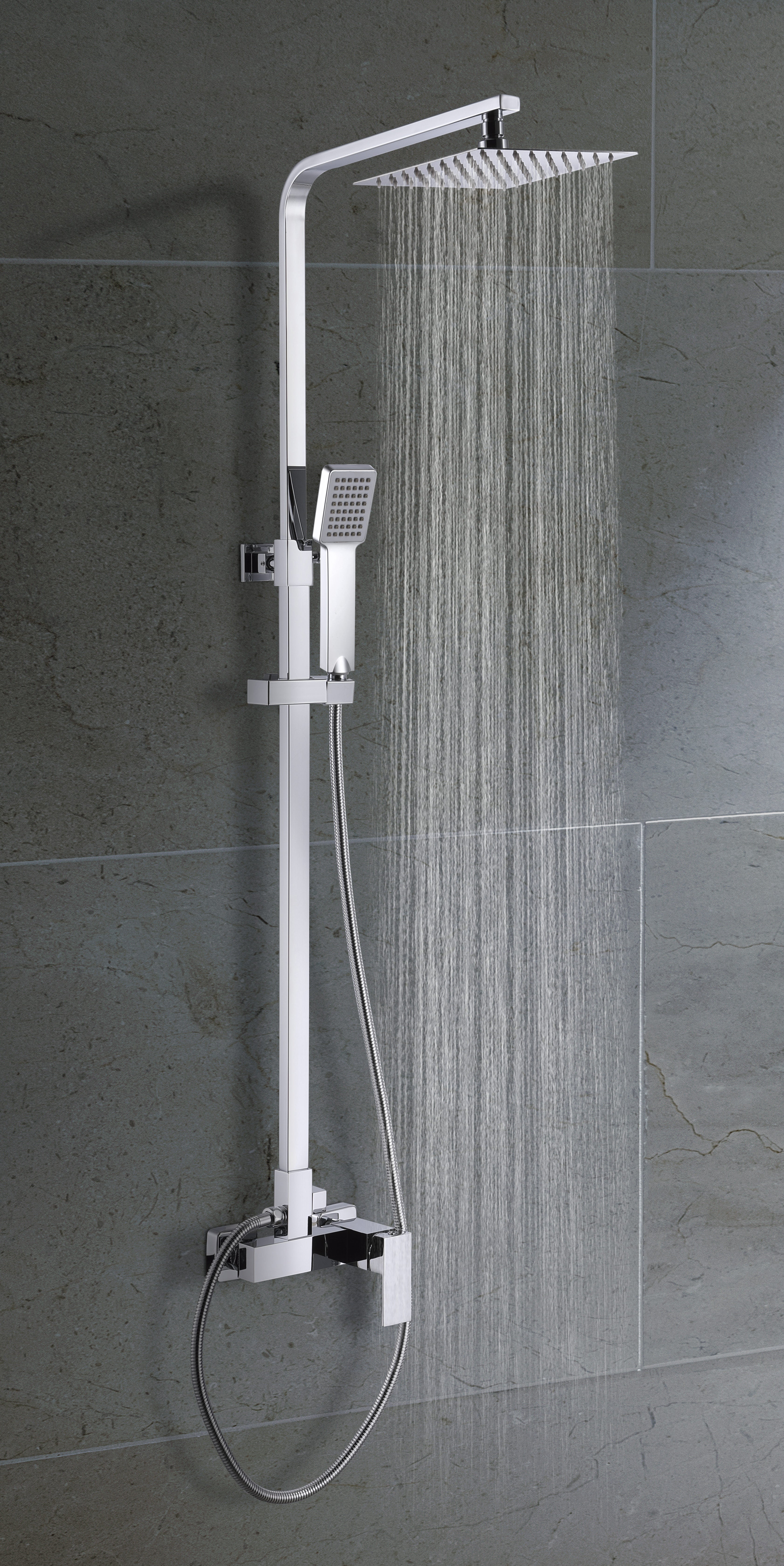 Columna de ducha monomando b-sens+barra de ducha extensible de acero inox de 79 a 129 cm.
