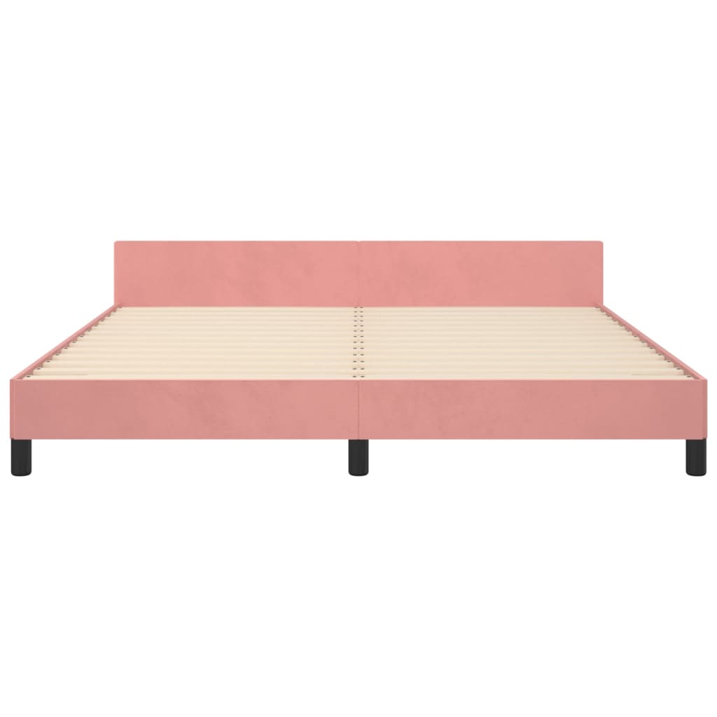 Cadre de lit sans matelas rose 160 x 200 cm velours - 6