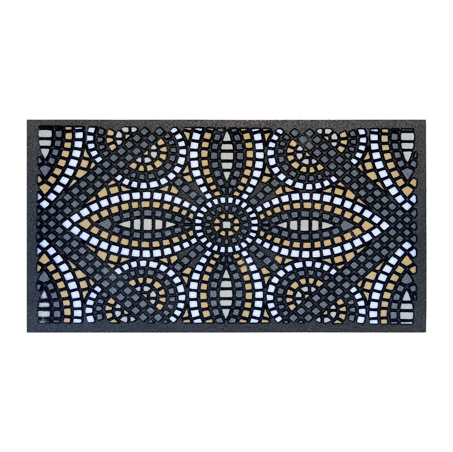 emmevi Zerbino Gomma Mezzaluna Mosaico 40x70 Cm Retro Antiscivolo Tappeto Morbido Ingresso Casa MOD.Format 20 SEMILUNA