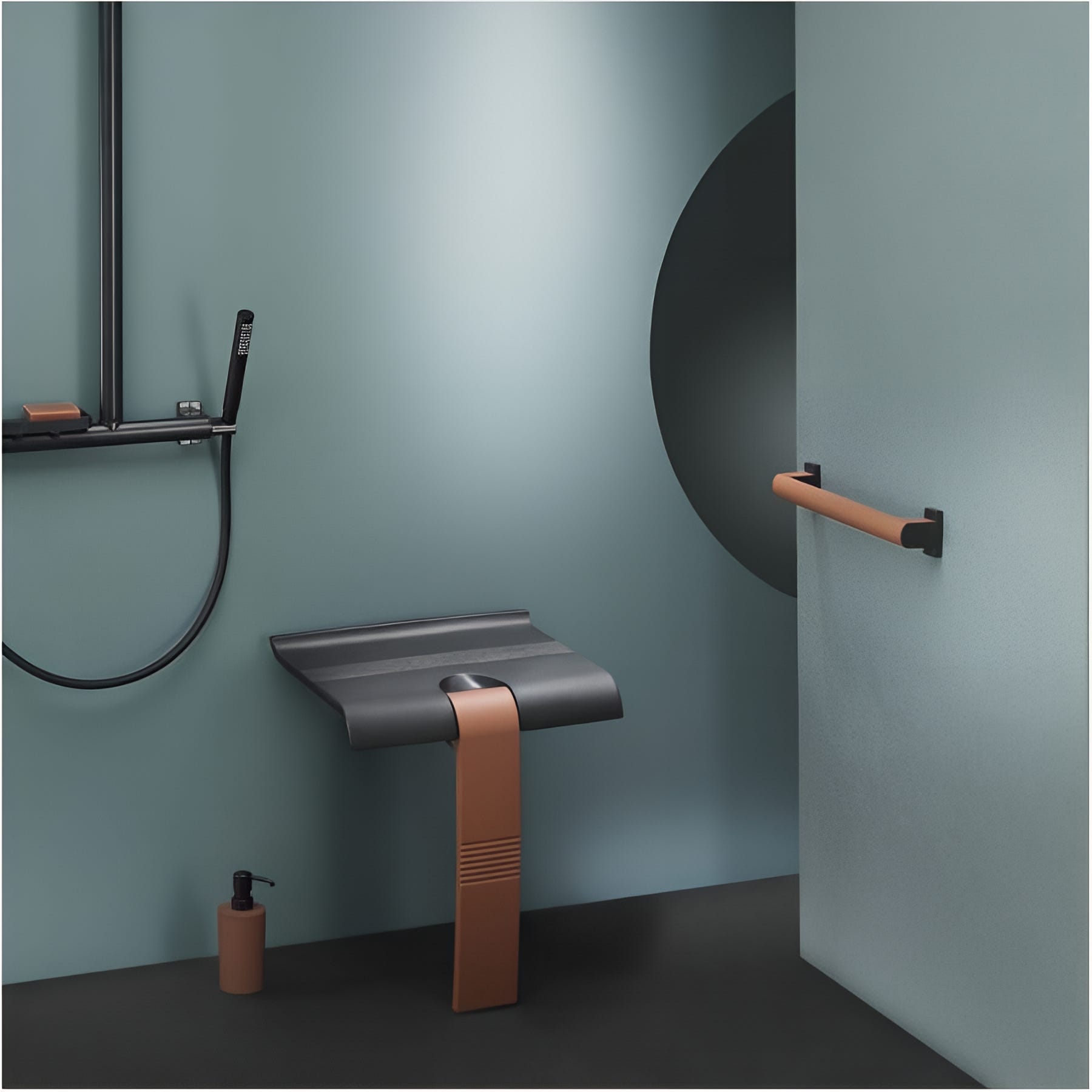 PMR PELLET Asiento de ducha escamoteable confort Essential + Barra de PMR PELLET Asiento de ducha escamoteable confort Essential + Barra de
