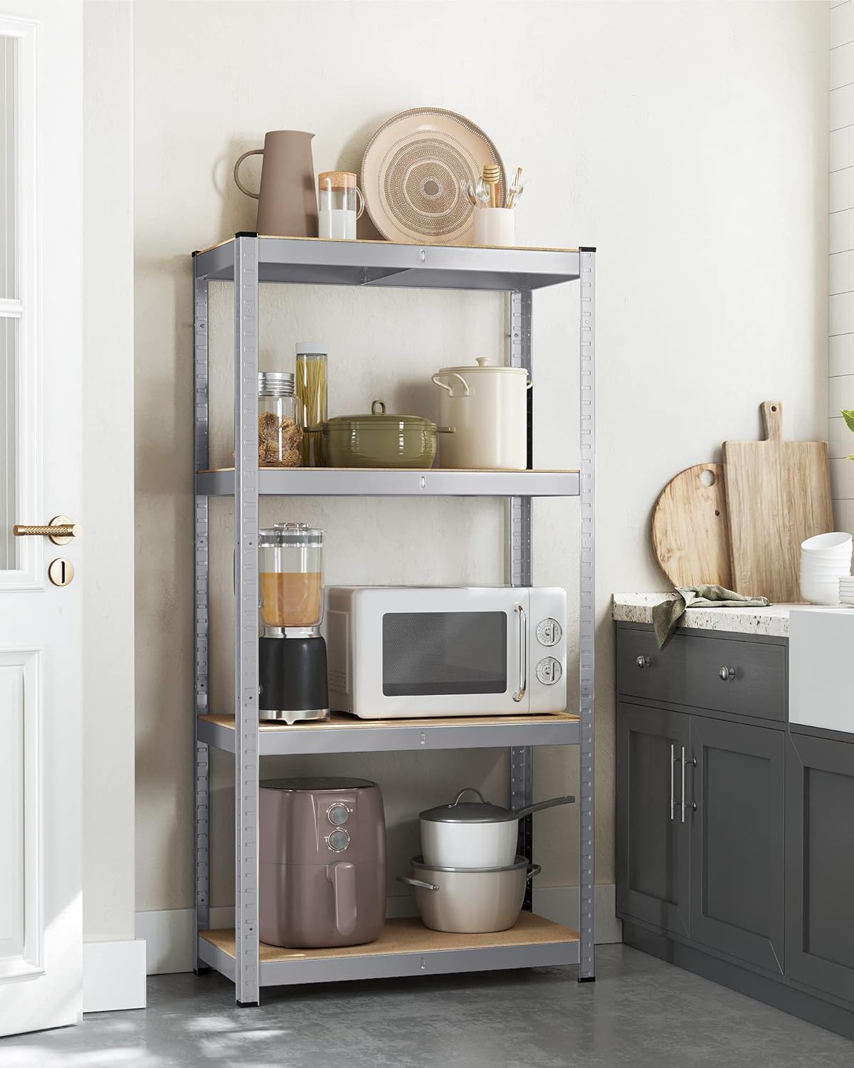 SONGMICS Étagère Charge Lourde à 4 Niveaux, Montage Rapide, Étagère de Garage, pour Boîtes à Outils, Capacité 520 kg, 40 x 80 x 160 cm, Argent - 5