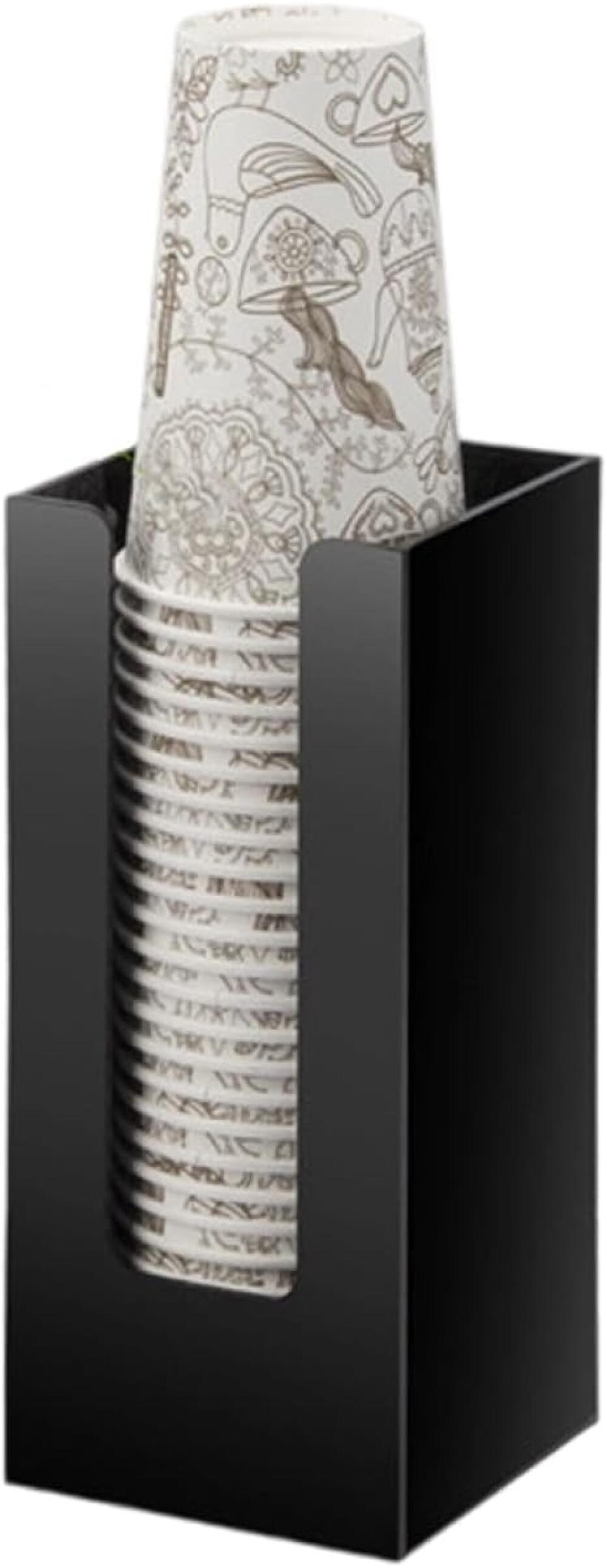 DEWIN Distributeur de Gobelets Jetables, Distributeur de Gobelets avec Montage Mural, Porte-gobelet en Plastique One Touch, adapté au diamètre extérieur du gobelet ≤ 7,5 cm. 60-80 Tasses (Noir