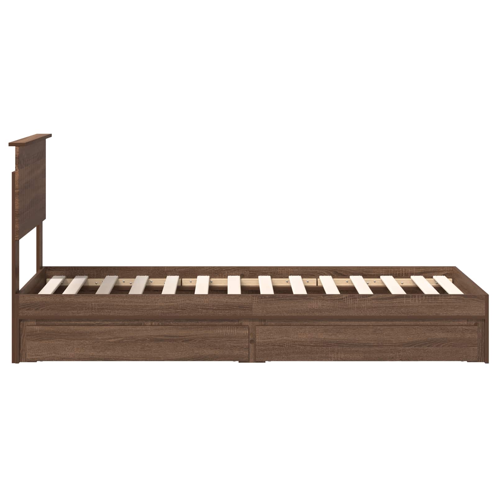 Lit coffre chêne brun 75 x 190 cm panneau de bois - 9