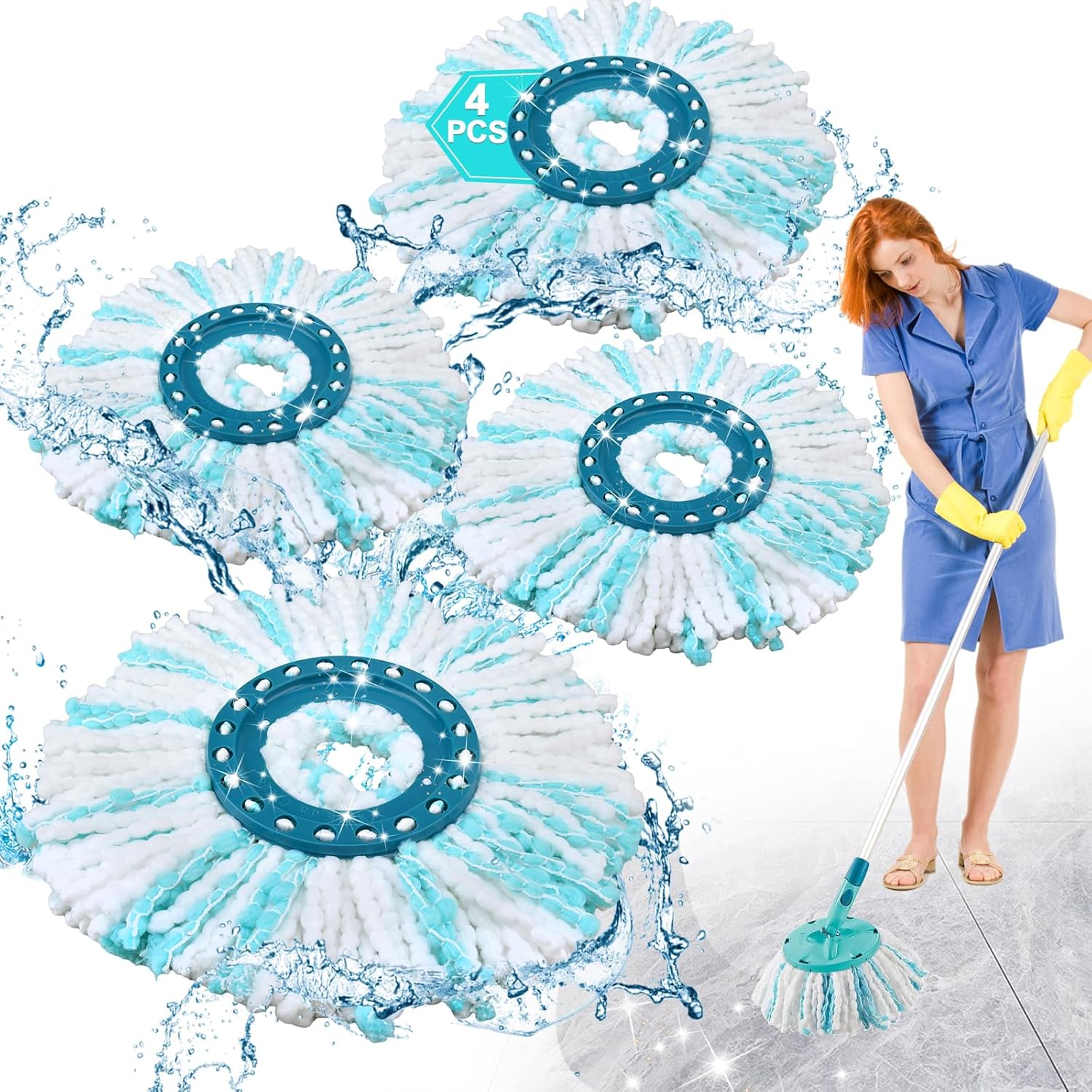 Wymienne głowice mopa do mopów Leifheit, kompatybilne z mopem Leifheit Clean Twist Disc Mop/Clean Twist Disc Mop o wysokiej chłonności