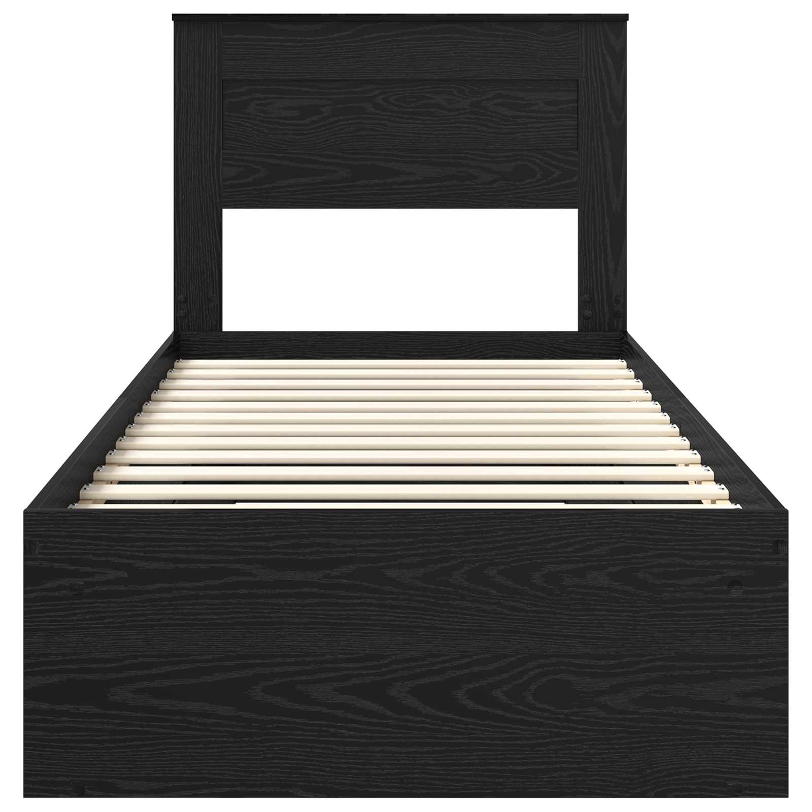 Cadre de lit chêne noir en panneau de bois pour la chambre, 75 × 190 cm - 7