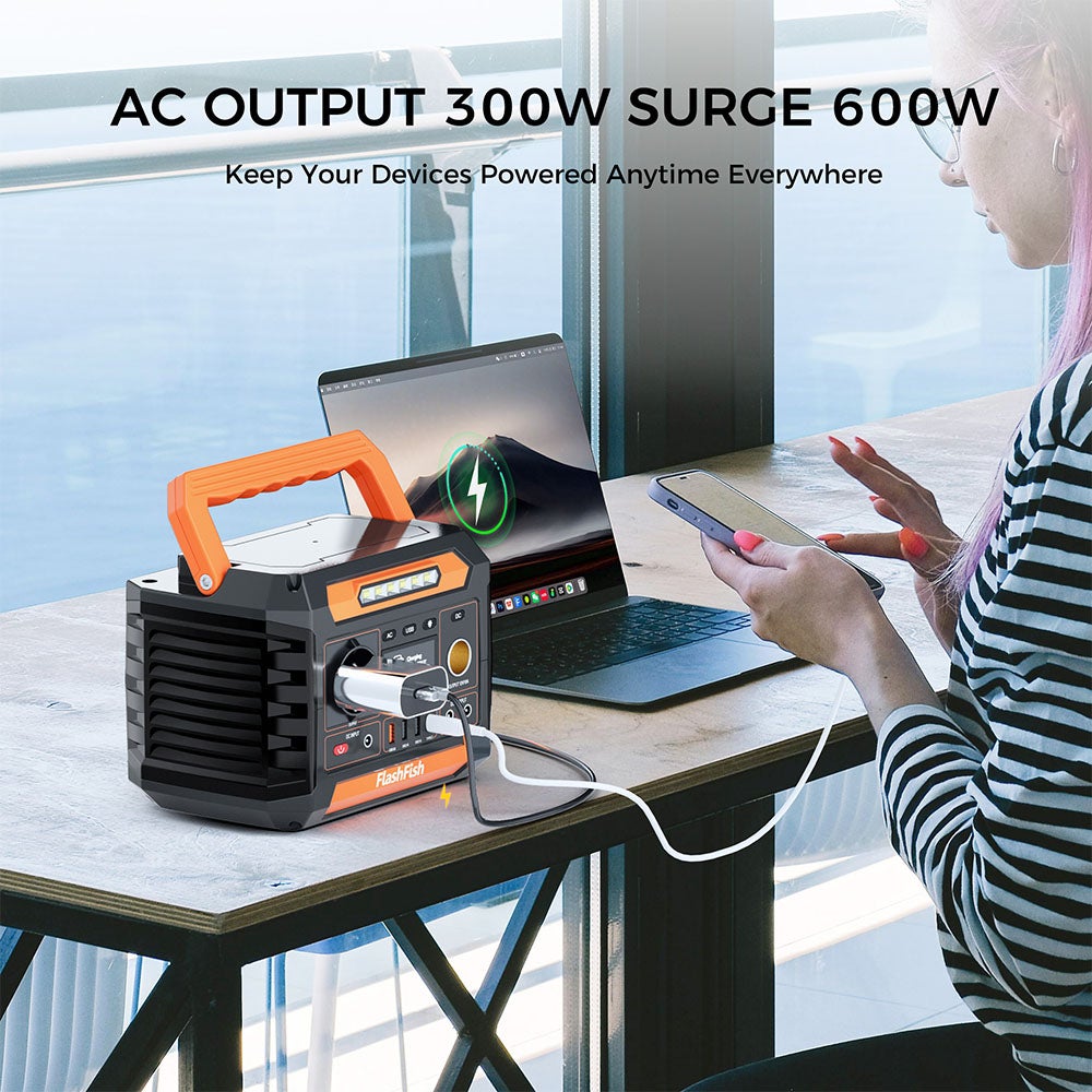 Station d'Énergie Portable Flashfish P66 300W, 231Wh, Onduleur Sinus Pur, Recharge Solaire, Lampe de Secours - 6