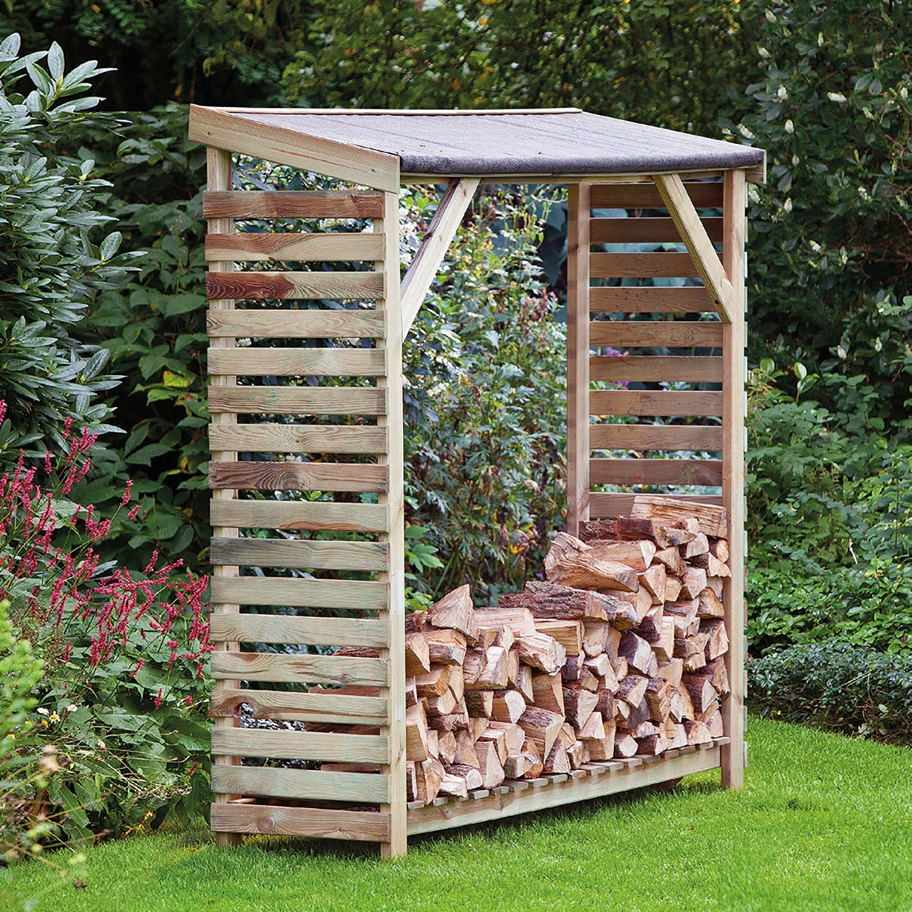 Legnaia Da Esterno In Legno - Portalegna Autoportante, Made In Italy, Misura 122x70x180 Cm - Foto 9