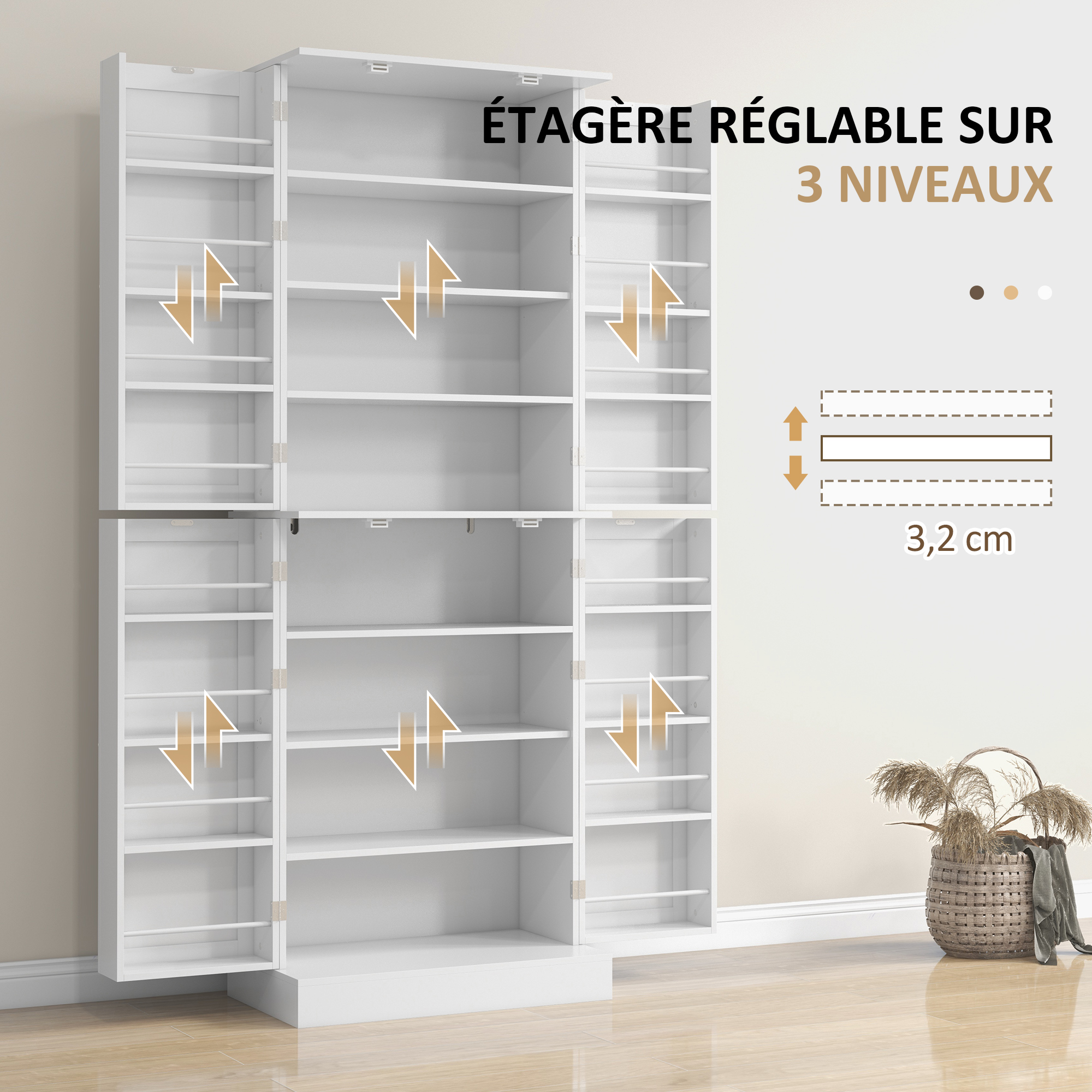 Vaisselier aggloméré blanc HOMCOM 60x35x166 cm - 5