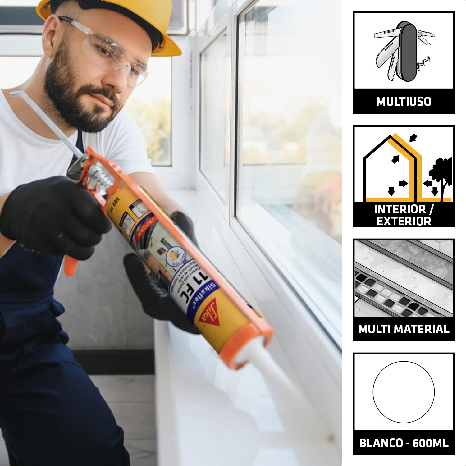 Sikaflex®-11 FC Purform® - Sellador y adhesivo de poliuretano multisoportes - 300 ml - Cartucho - Gris Antracita - 3