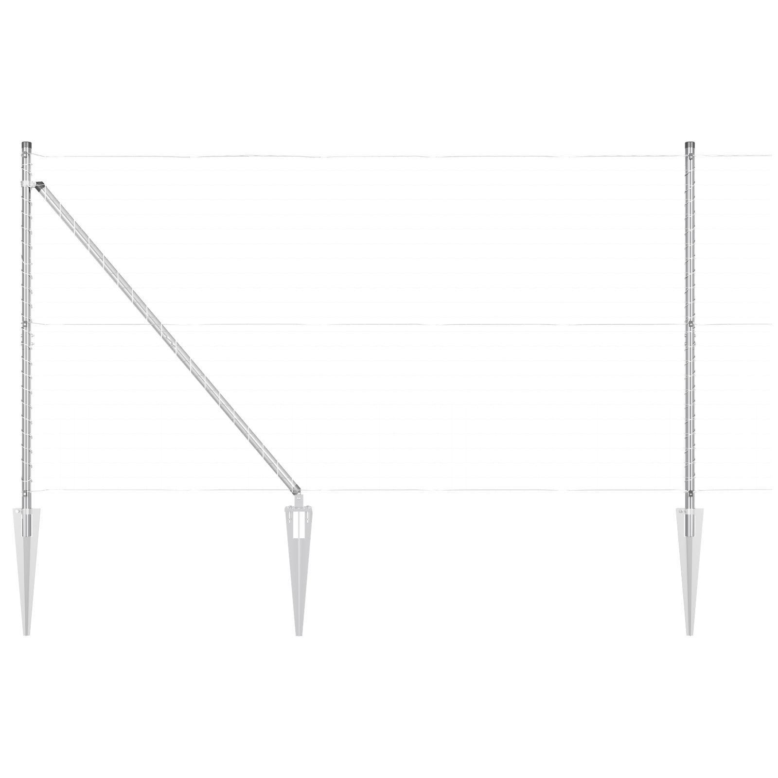 Słupek ogrodzeniowy. 7 pcs Srebrny Stal vidaXL