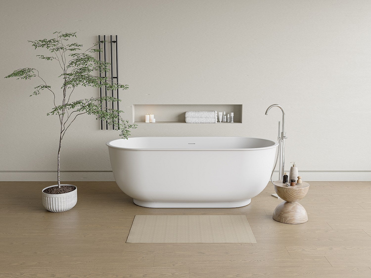 Wanna wolnostojąca owalna - 257 l - 170 x 80 x 60 cm - Biały mat - Akryl - BOGLIETA