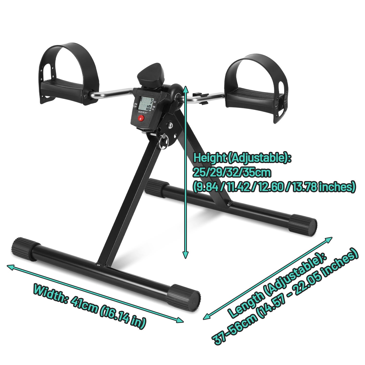 Mini bike de exercício dobrável com LCD, pedaleira compacta braços pernas, resistência ajustável, treino leve casa escritório idosos, compacto, leve - 2