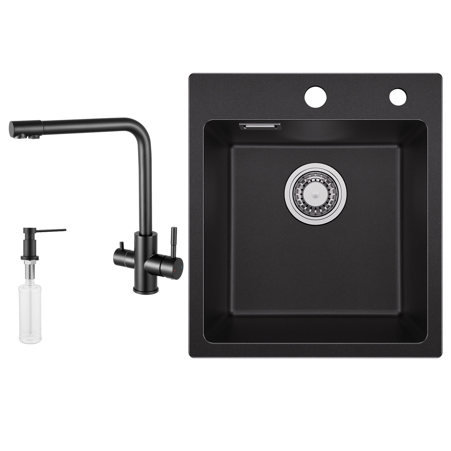 Évier En Granit 45 X 45 Cm, Petit évier De Cuisine En Granit, évier Encastré Avec Siphon, Bonde Et Trop-plein