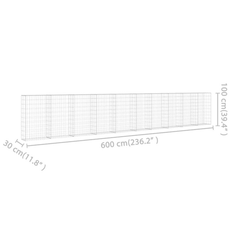 Muro de gaviones con cubiertas acero galvanizado 600x30x100 cm vidaXL - 6