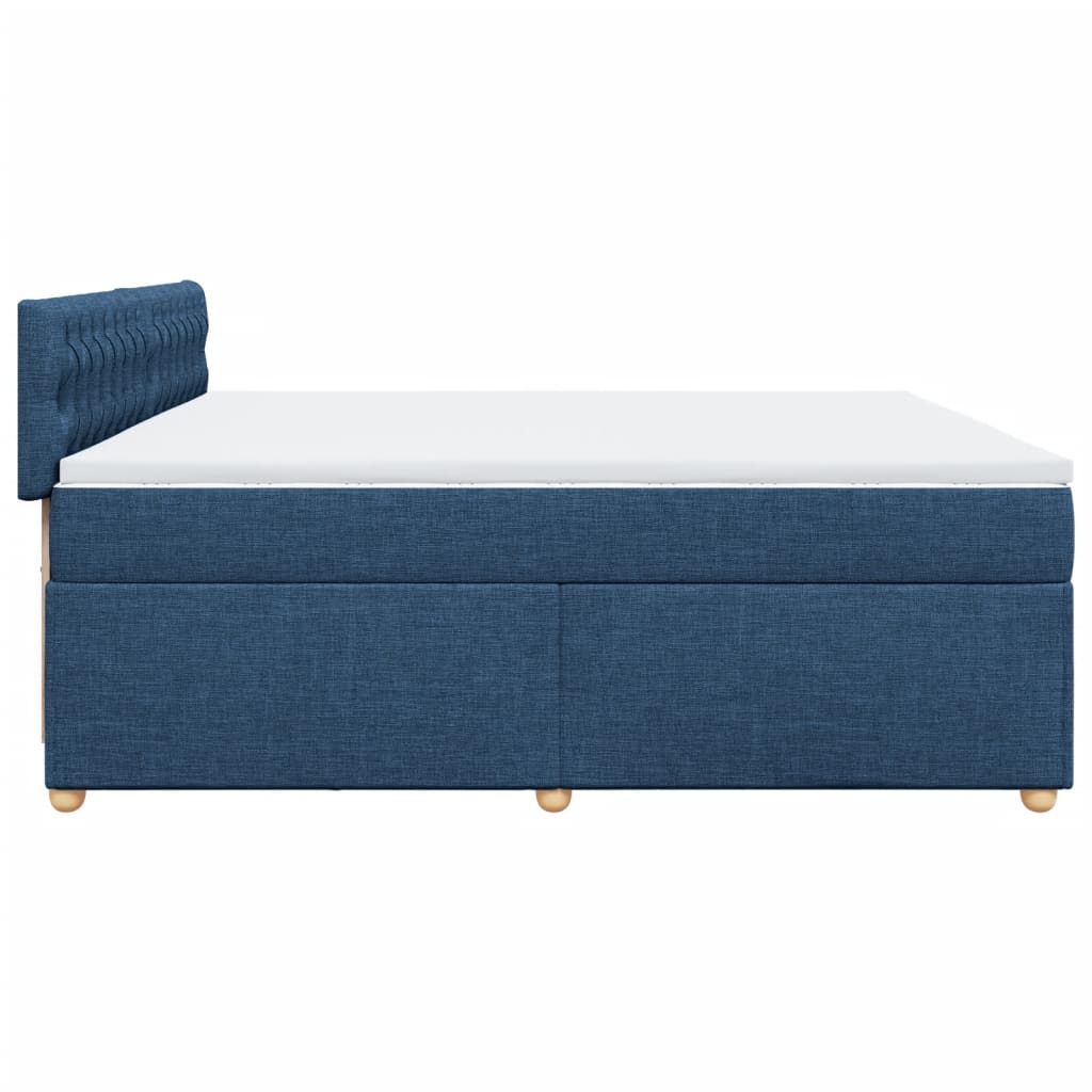 Maison Exclusive - Sommier à lattes de lit avec matelas Bleu 200x200 cm Tissu - 5