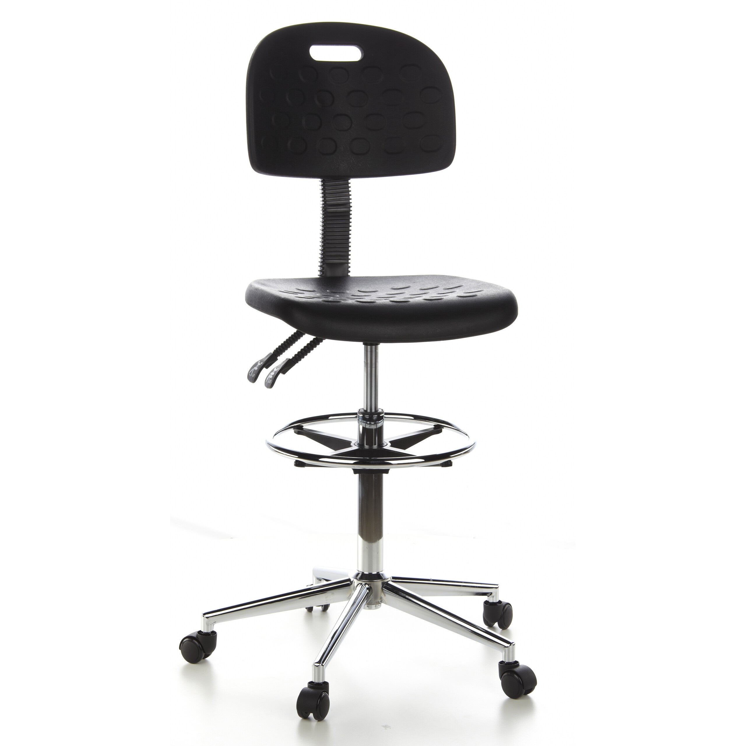 Stołek / stołek obrotowy / krzesło robocze TOP WORK 23 twarda pianka czarny chrom hjh OFFICE
