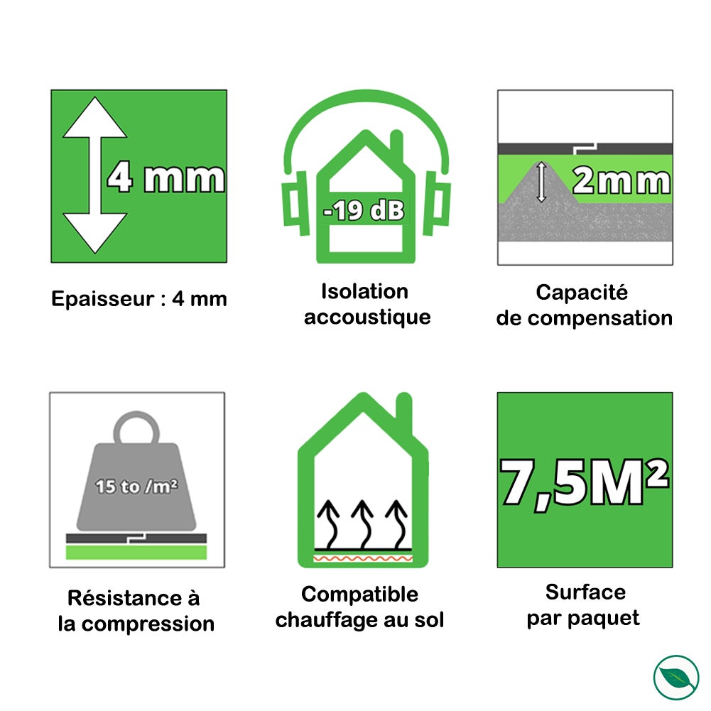 Dalle sous couche parquet fibre de bois ép 4 mm pqt de 7,52 m² FSC mixte - 4