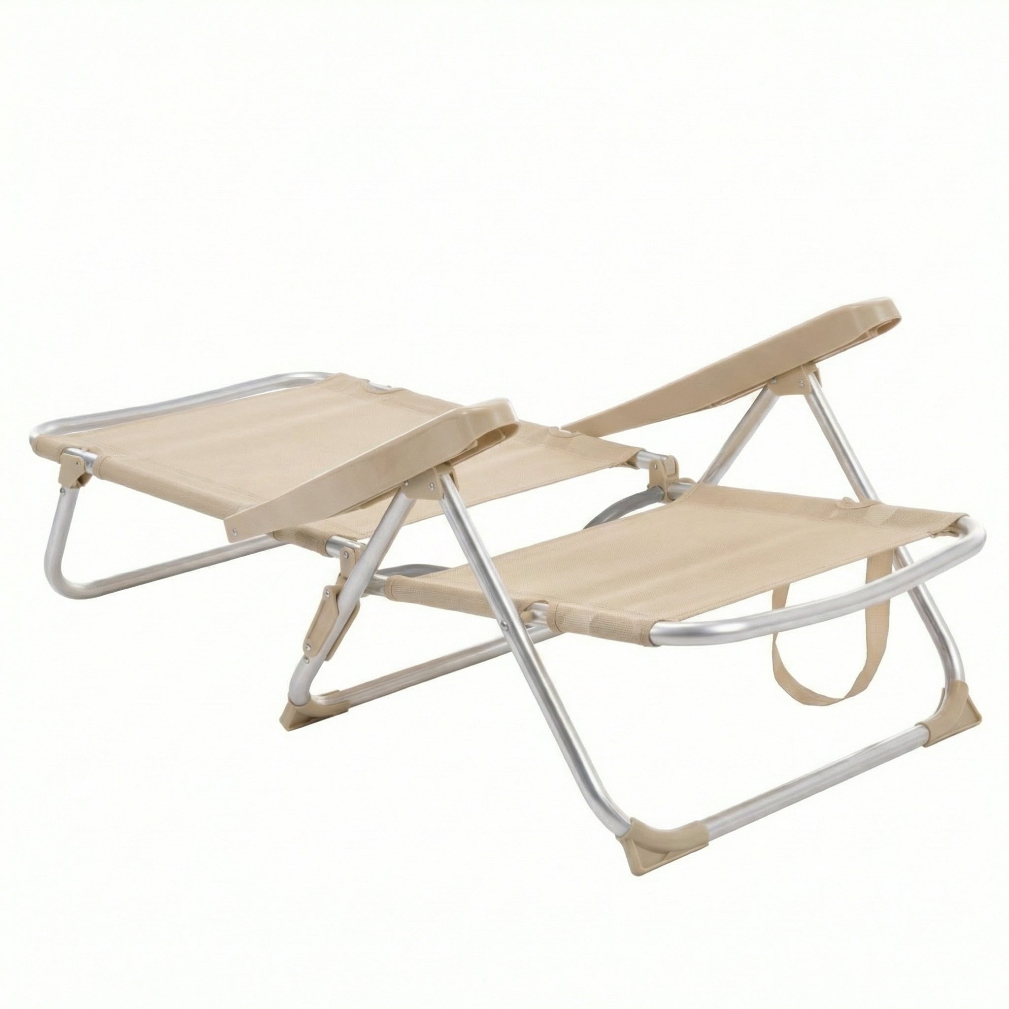 Pacote de 2 Cadeira de praia dobrável conversível em rede | Espreguiçadeira de alumínio com 4 posições, cadeira baixa e leve para c - 5
