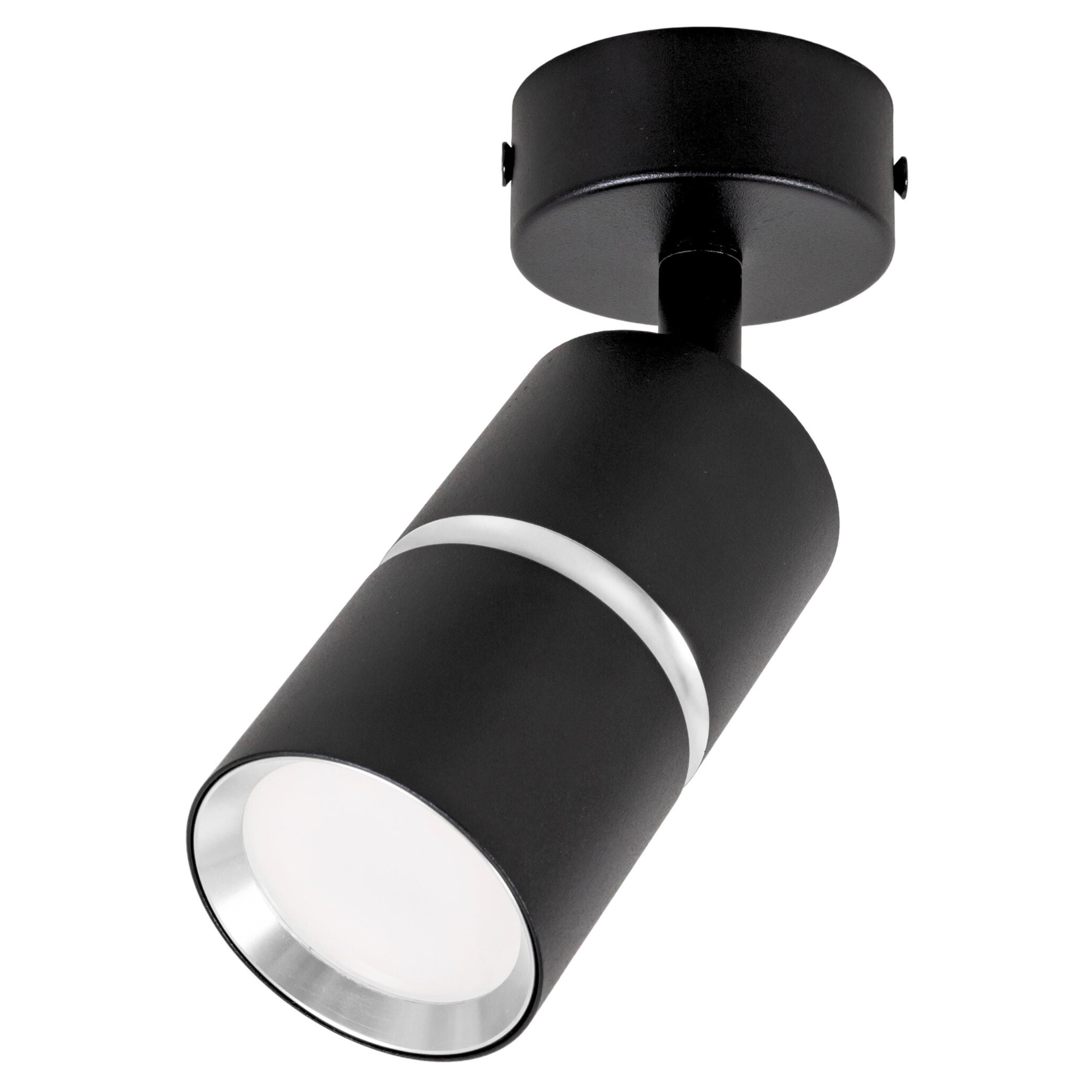 Reflektor sufitowy LED - Lampa ścienna czarna srebrna GU10 - Kinkiet natynkowy do pokoju salonu Tuba - LEDHOFF