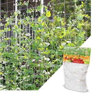 VINEST Rete per cetrioli, 1,8 x 2,7 m, resistente al vento, per cetrioli, traliccio con maglie grandi, rete per piante con 25 clip per serra, 70