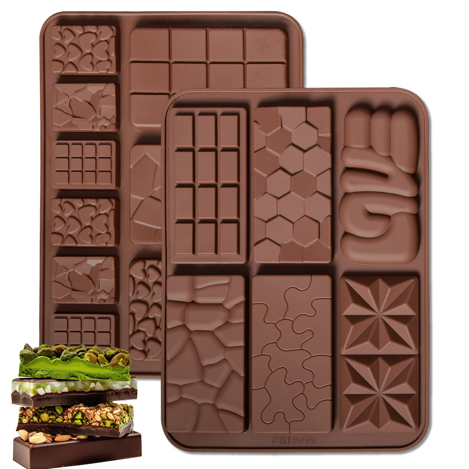 Lot De 4 Moules Silicone Tablette Chocolat Dubai – Moule Chocolat Barre Style Dubaï, 24 Cavités, Anti-adhésif & Résistant Chaleur