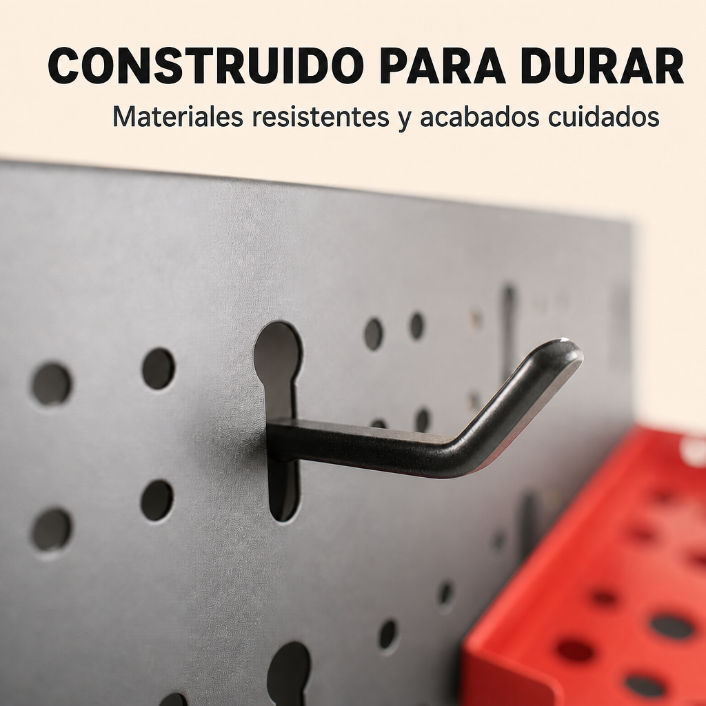 Panel Organizador Metálico Para Herramientas Con Ganchos Y Soportes - 5