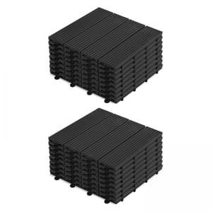 Lot de 16 dalles clipsables en bois composite gris
