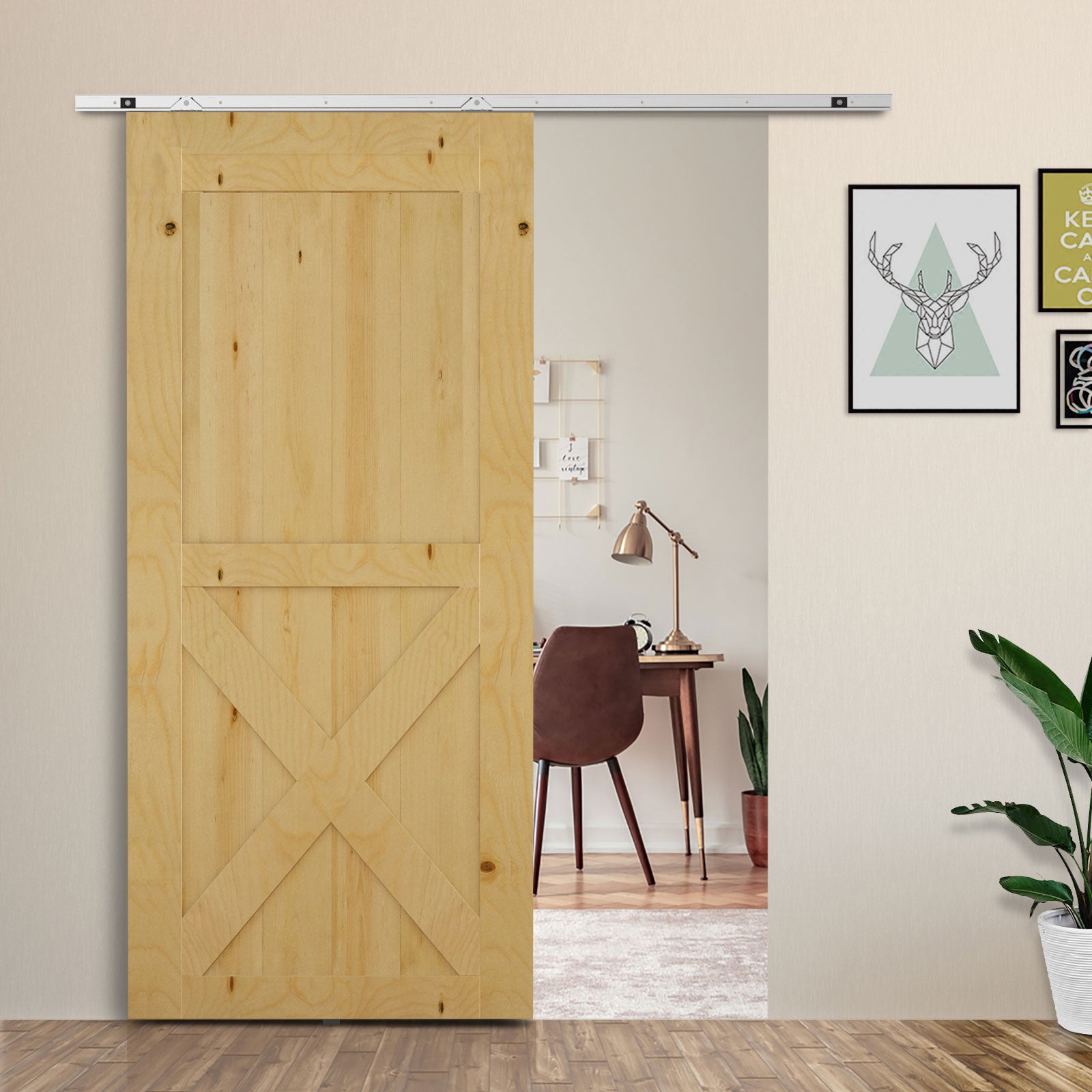 Herraje para Puerta Corredera 186 cm HOMCOM Plata - 2