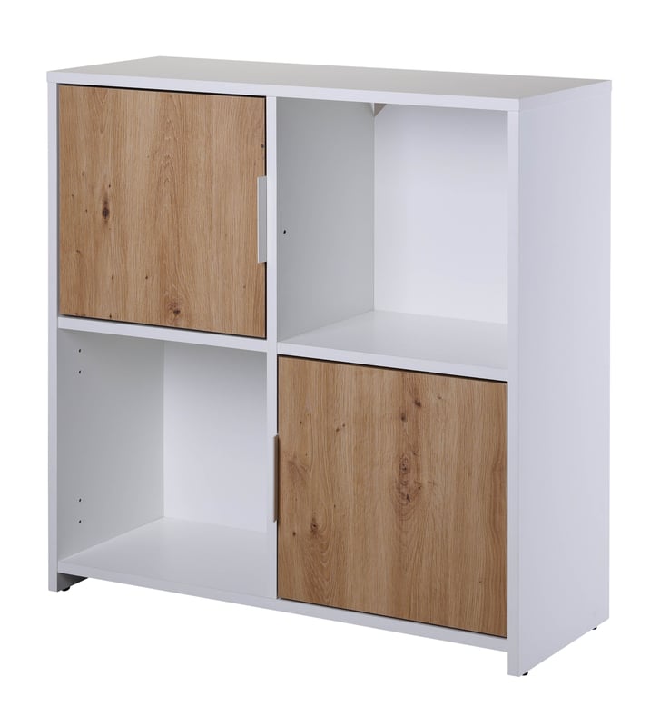 Pepeto regał 2 drzwi, 2 półki biały, Artisan dąb dekor.