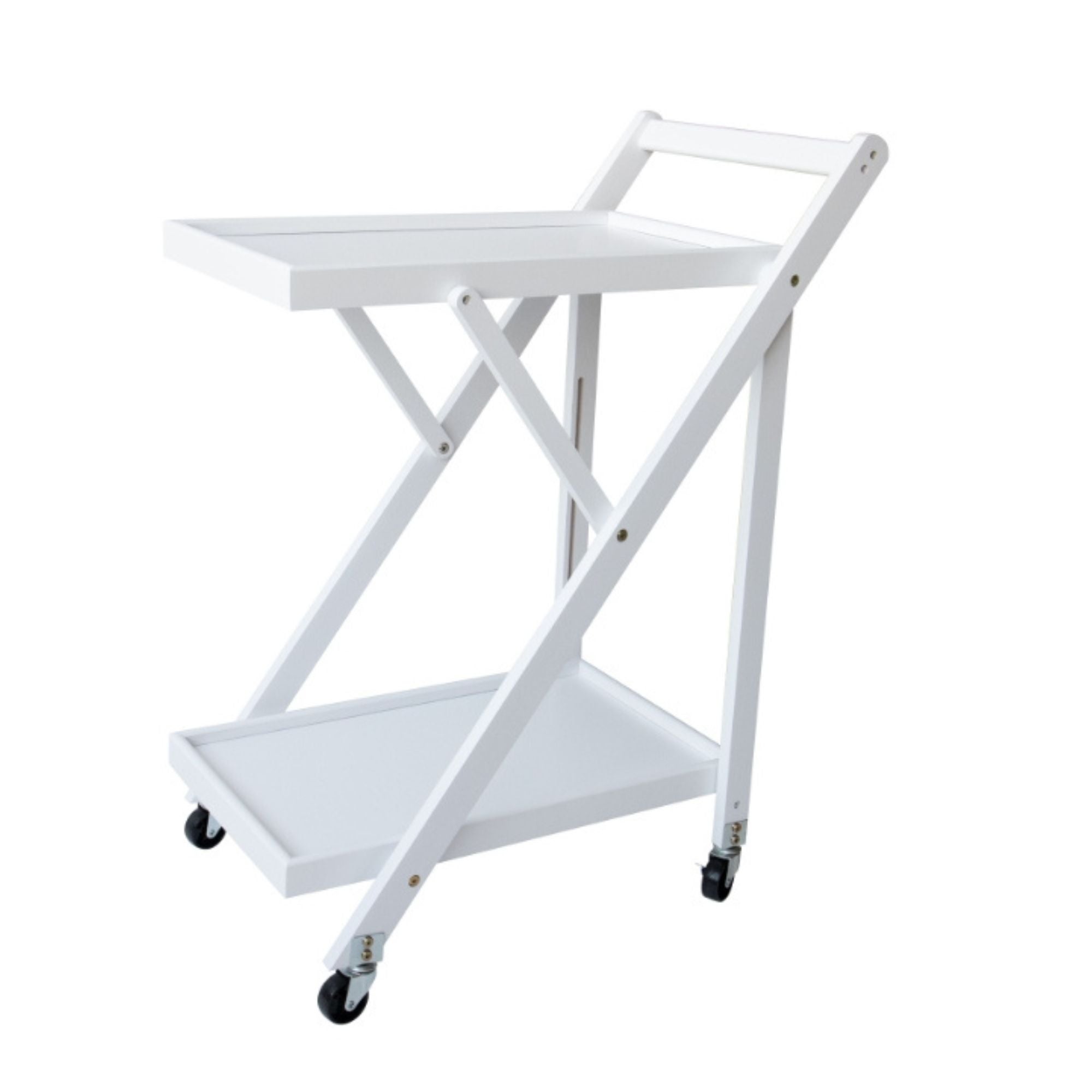 Meyvaser – składana kelnerka na kółkach 65x40x85cm, biały kolor