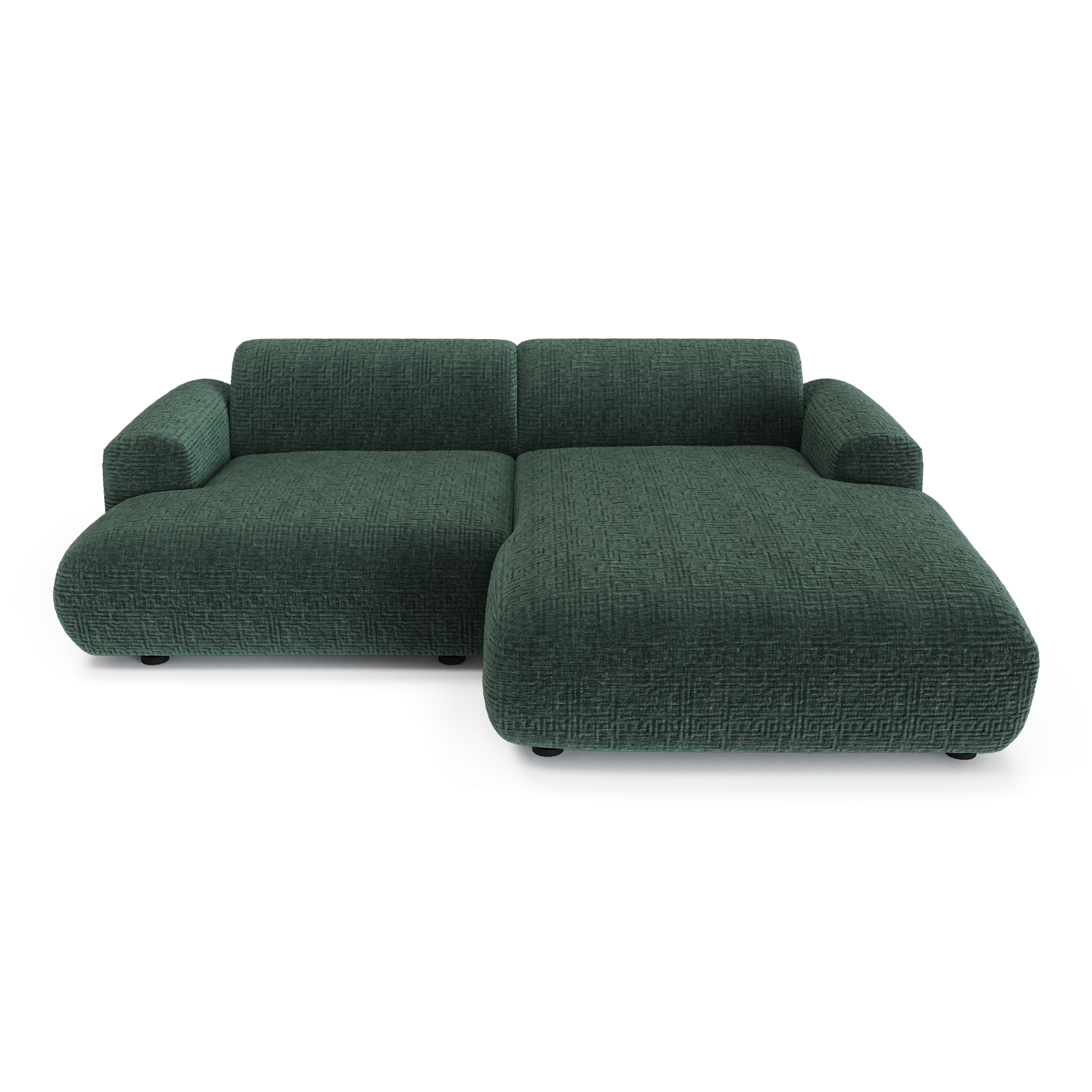 Canapé d'angle droit MYRA Velours à motifs Vert émeraude | Leroy Merlin