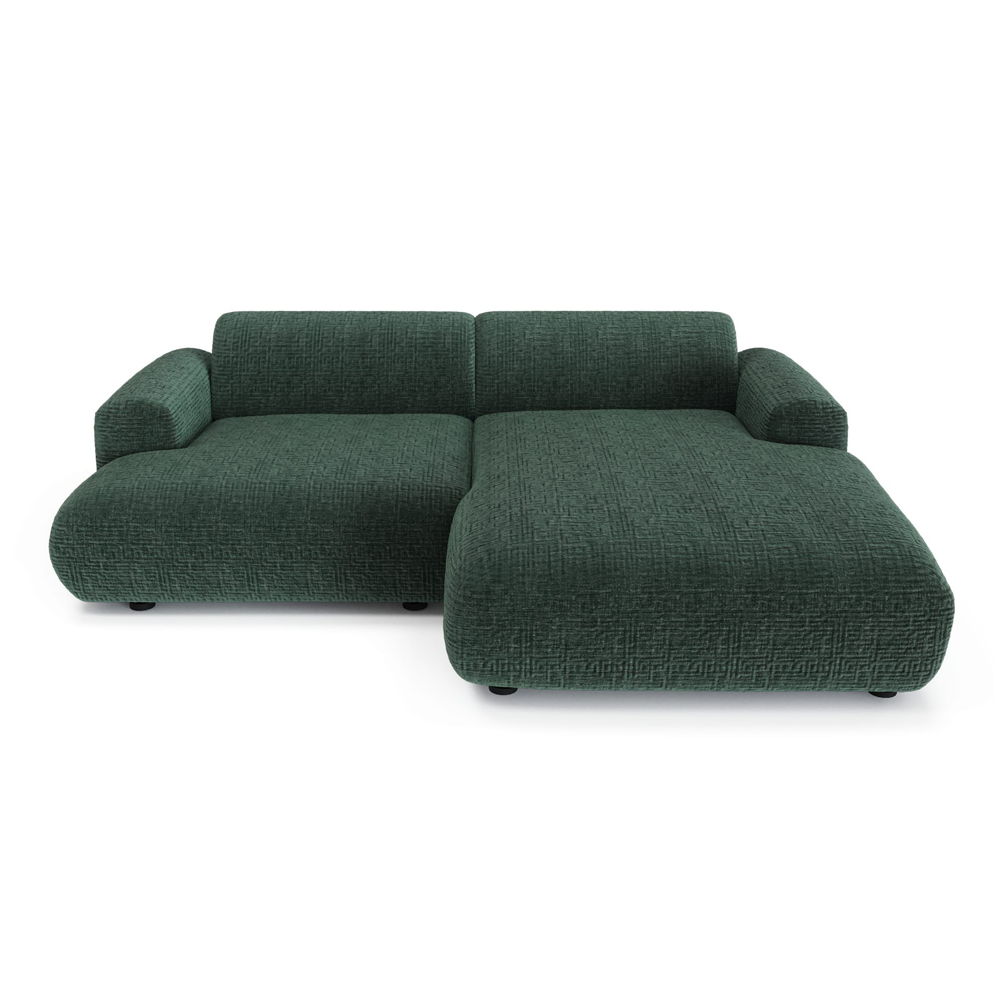 Canapé d'angle droit MYRA Velours à motifs Vert émeraude | Leroy Merlin
