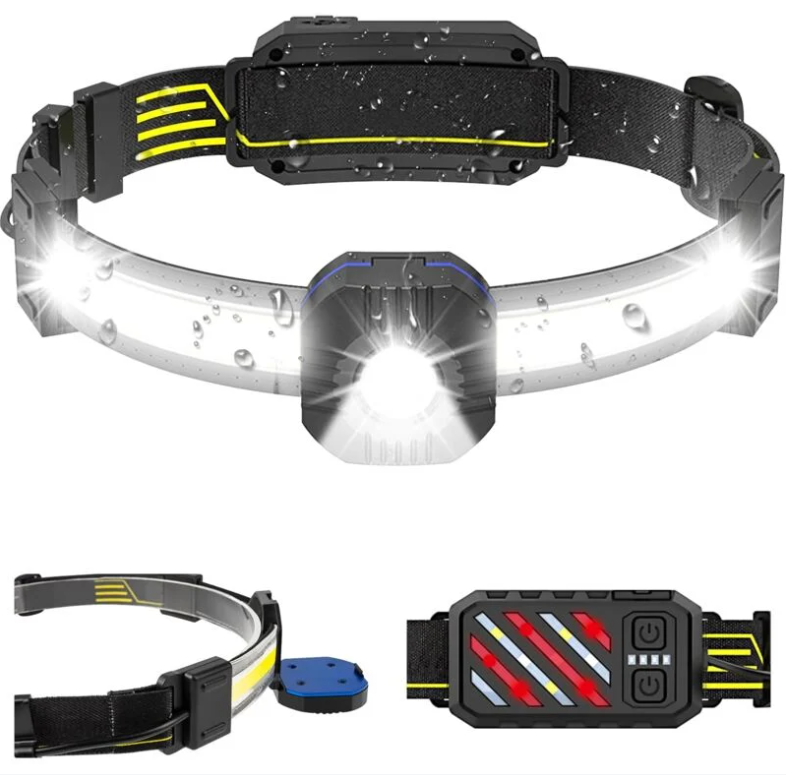 Torcia Frontale A LED Ricaricabile Con Sensore Di Movimento, 7 Modalità, Impermeabile IPX4, Regolabile 230°, Luci Bianche/rosse, Per Corsa E Campeggio