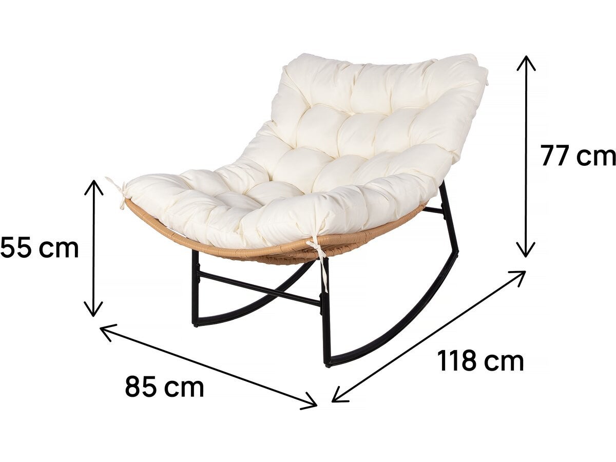 Fauteuil à bascule papasan avec coussin intérieur/extérieur 