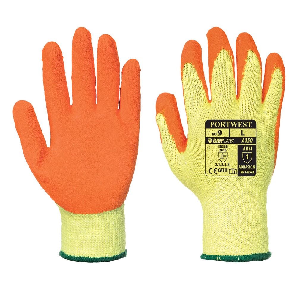 Gants tricoté Portwest enduit Latex Fortis A150 Jaune / Orange 9 - 2