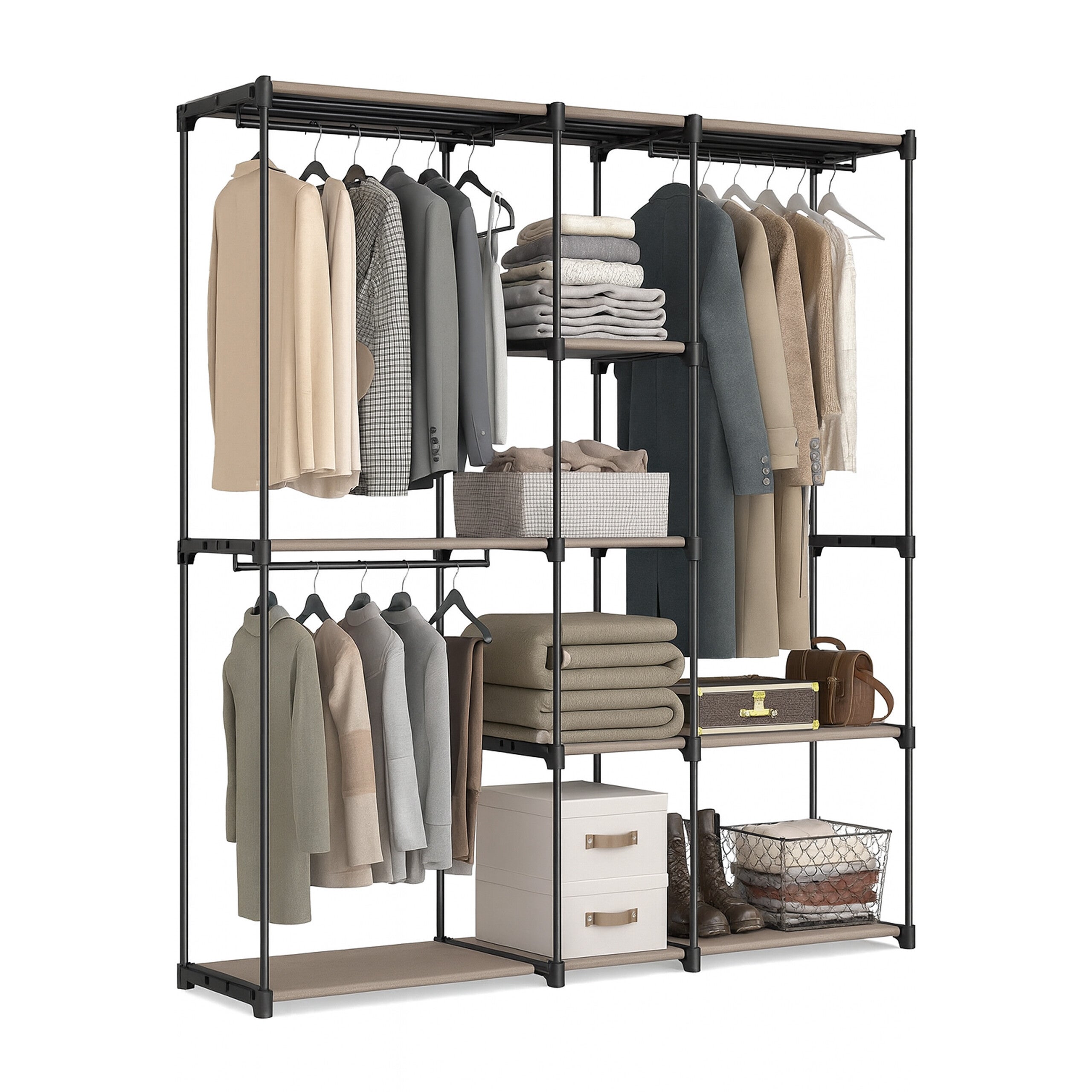Grande Armoire Modulaire FCH – Garde-robe Portable Avec Rail – 140x45x105 Cm – Neuf