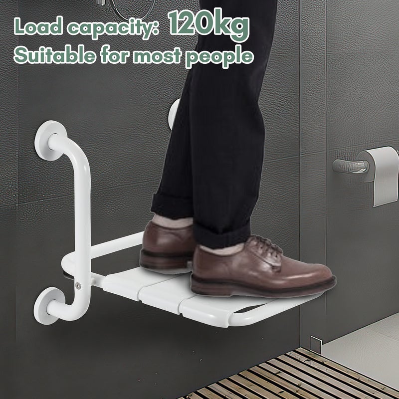 Tabouret de douche rabattable Sièges Fixation murale 304 Inox ABS 35x32.5cm Tabouret de bain Siège de douche mural - 3