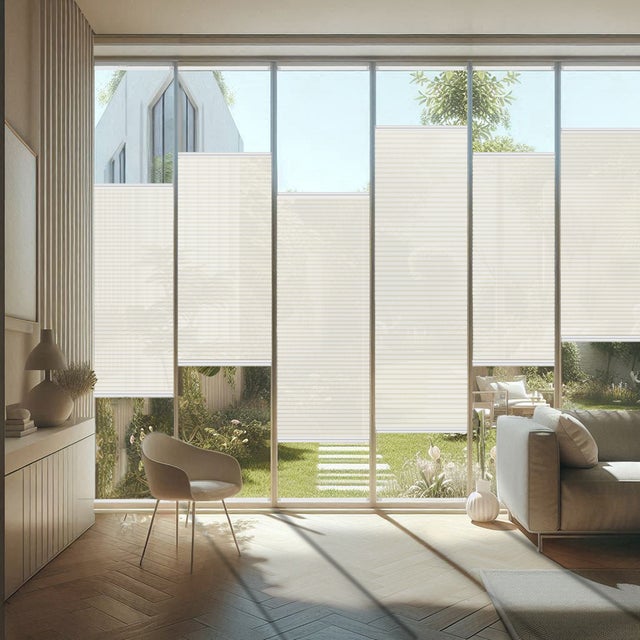 Cortinas Plisadas Sin Taladrar Cristal Fit™ Traslúcidas Éfeso para cortinas de cristal Color Blanco 40x163 - Cortinadecor