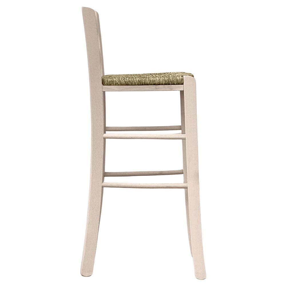 Sgabello Legno Con Schienale Da Verniciare In Paglia H 67 Leroy